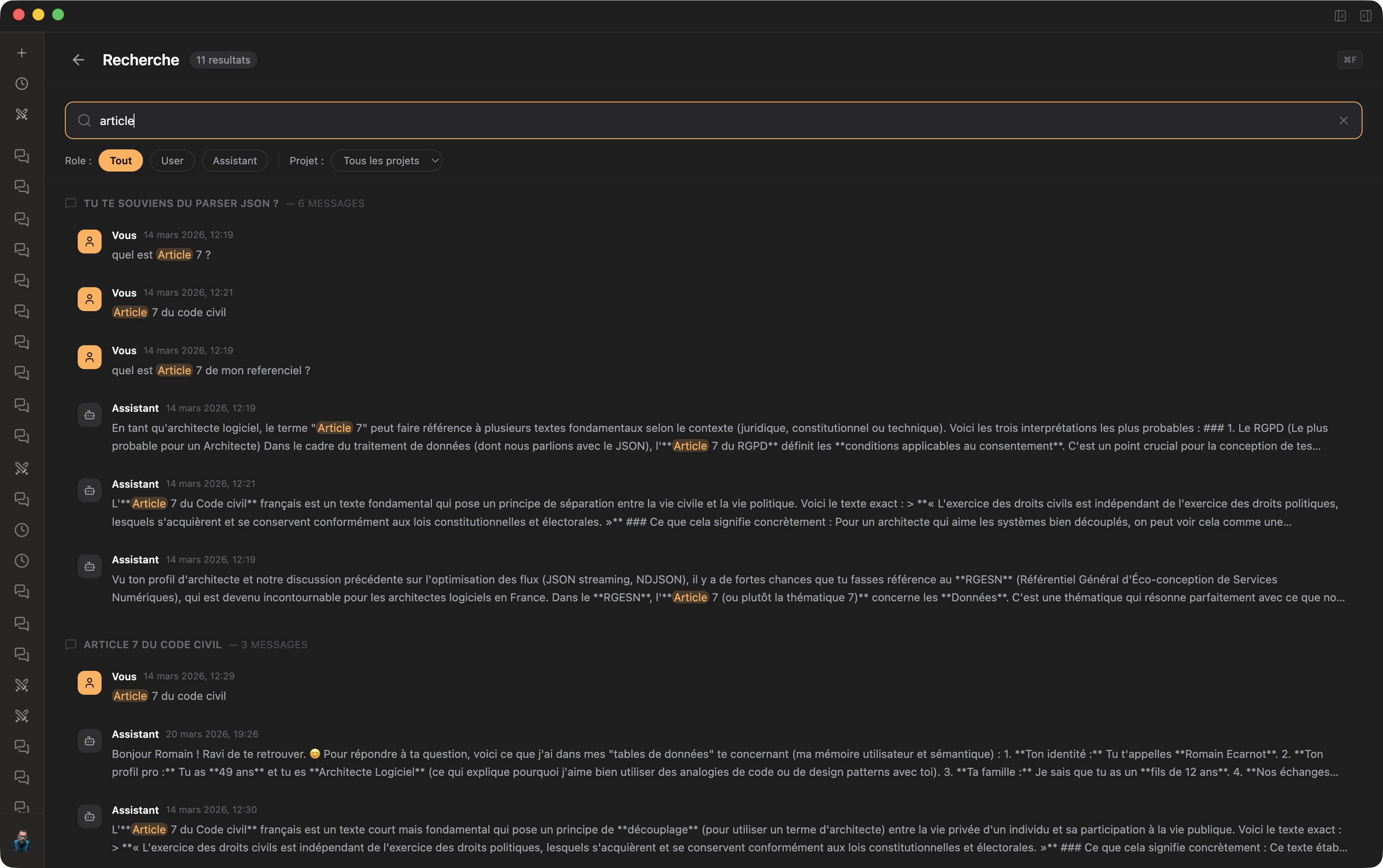 Recherche plein texte FTS5 dans Cruchot avec prefix matching et filtres